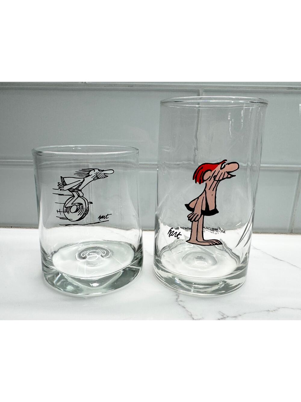 SET of 2 Vintage B.C. Johnny Hart Arby's Glasses - Thor and B.C. Characters